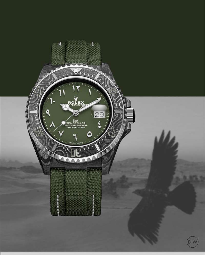 :Rolex Sea-Dweller改裝錶升值4倍 軍綠中東面盤、碳纖錶殼超粗獷 (Source:Designa Individual) 意大利鋼門GiGi勞力士Datejust鏤空改裝表極吸睛命名:孤獨時光-復刻表