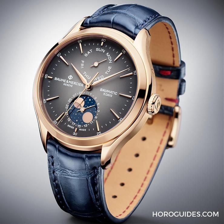 Baume & Mercier - 自有機芯性能再精進｜Baume & Mercier克里頓Baumatic星期日期及月相