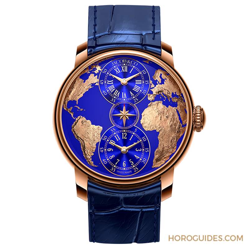 JACOB & CO. - 用最美的克萊因藍，圓一個志向高遠的夢：Jacobs & Co. The World is Yours兩地時間腕表