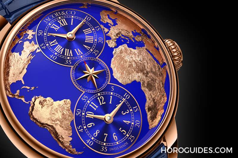 JACOB & CO. - 用最美的克萊因藍，圓一個志向高遠的夢：Jacobs & Co. The World is Yours兩地時間腕表